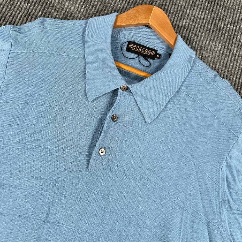Donald J Trump Sweater Mens XL Extra Large Blue Long Sleeve Collared Casual‎